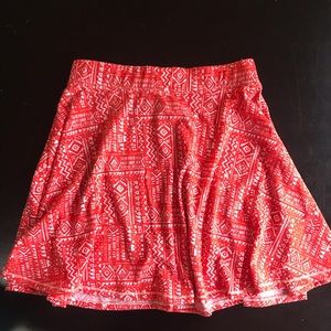Adorable Orange Tribal Print Skater Skirt